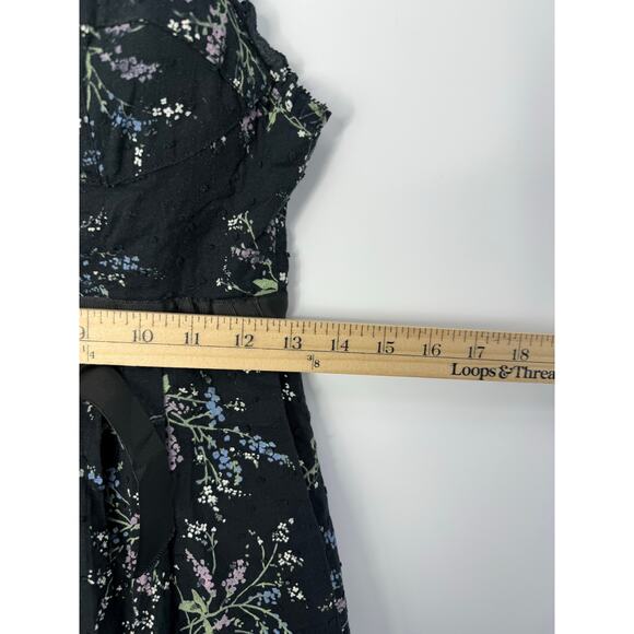Vintage Y2K Forever 21 Floral Babydoll Dress Black Empire Waist Sz S Dark Fairy - Picture 5 of 9